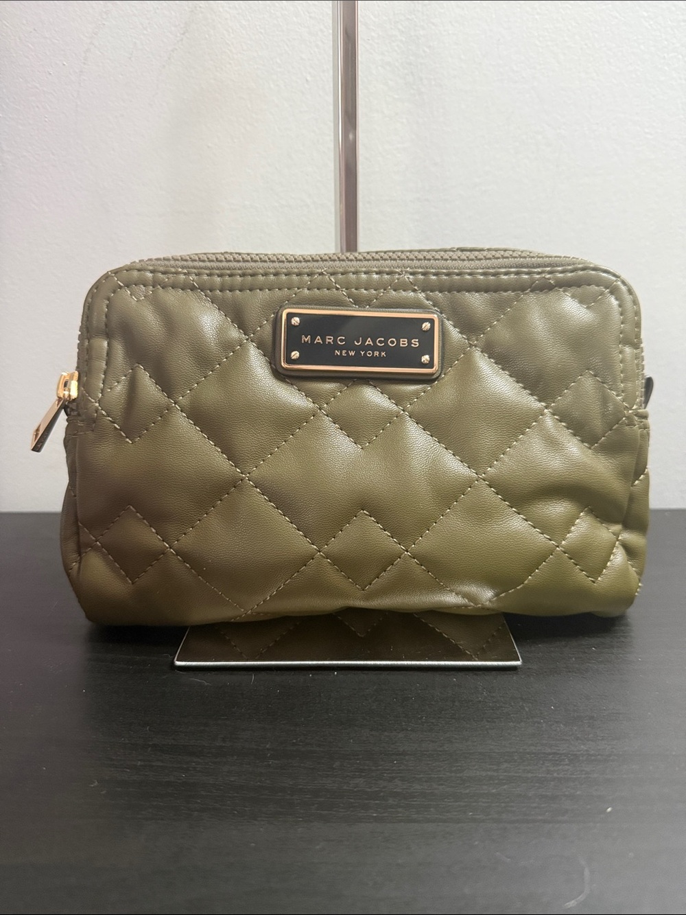 Marc Jacobs Quilted Olive Green Cosmetic Case